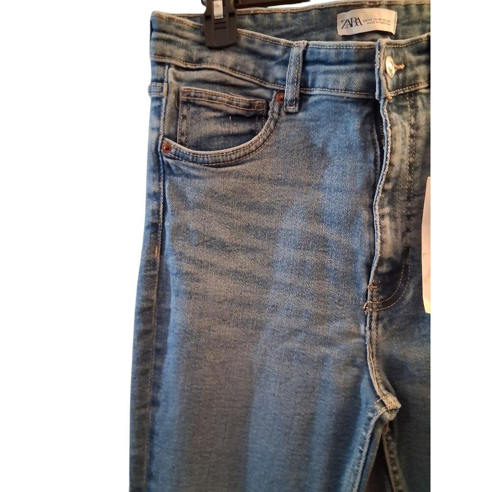Zara Vintage Mid Blue High-Rise Slim Straight Jeans Size 10 - Picture 5 of 8